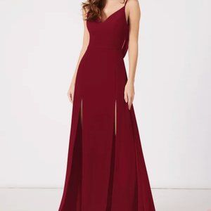 CANDICE burgundy floor length dress
